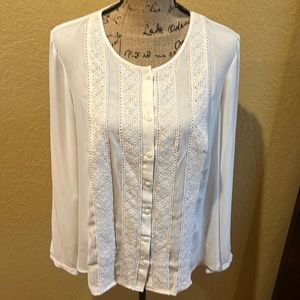 Lauren Conrad long sleeve, cream blouse, XL, like new | offer in the description